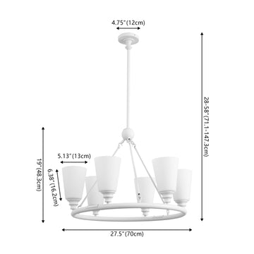 Denis 27.5" 6-Light Modern Minimalist Iron/Glass LED Chandelier